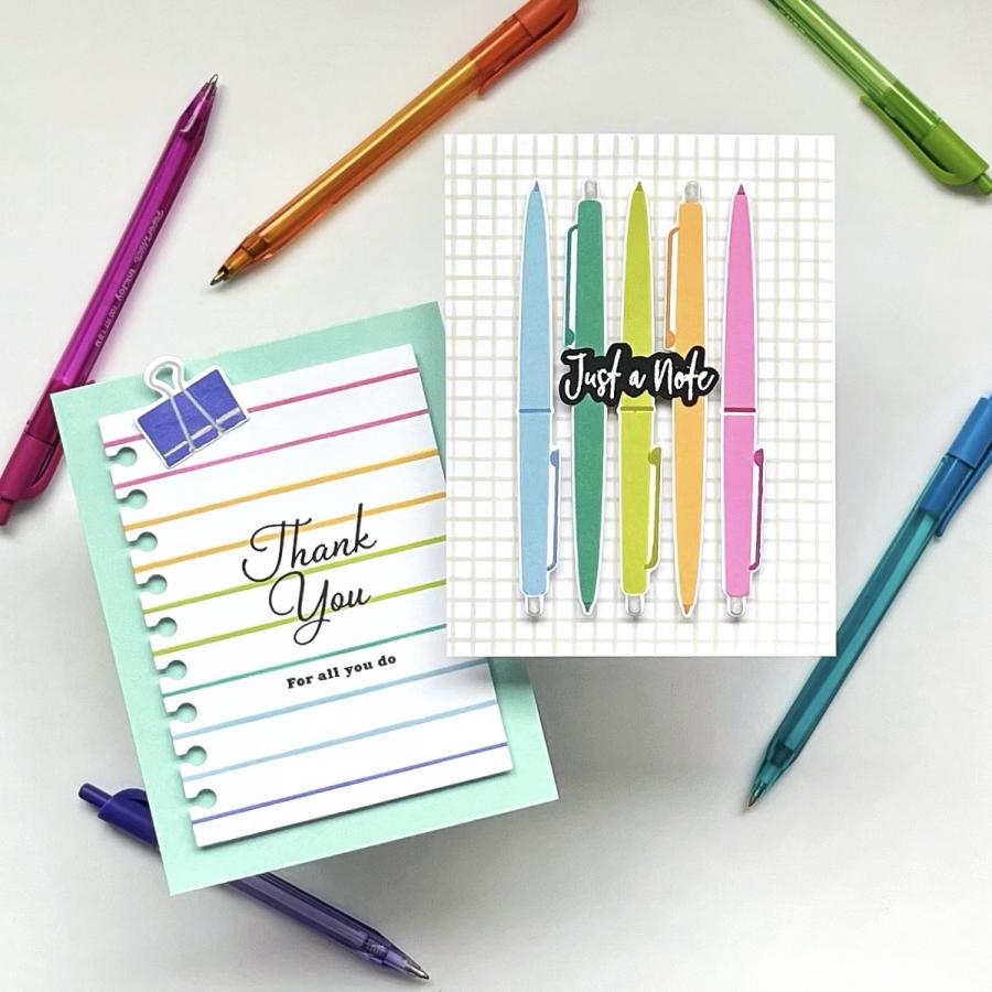 Papertrey Ink Just Notes Clear Stamps, Dies and Stencil Set thank you