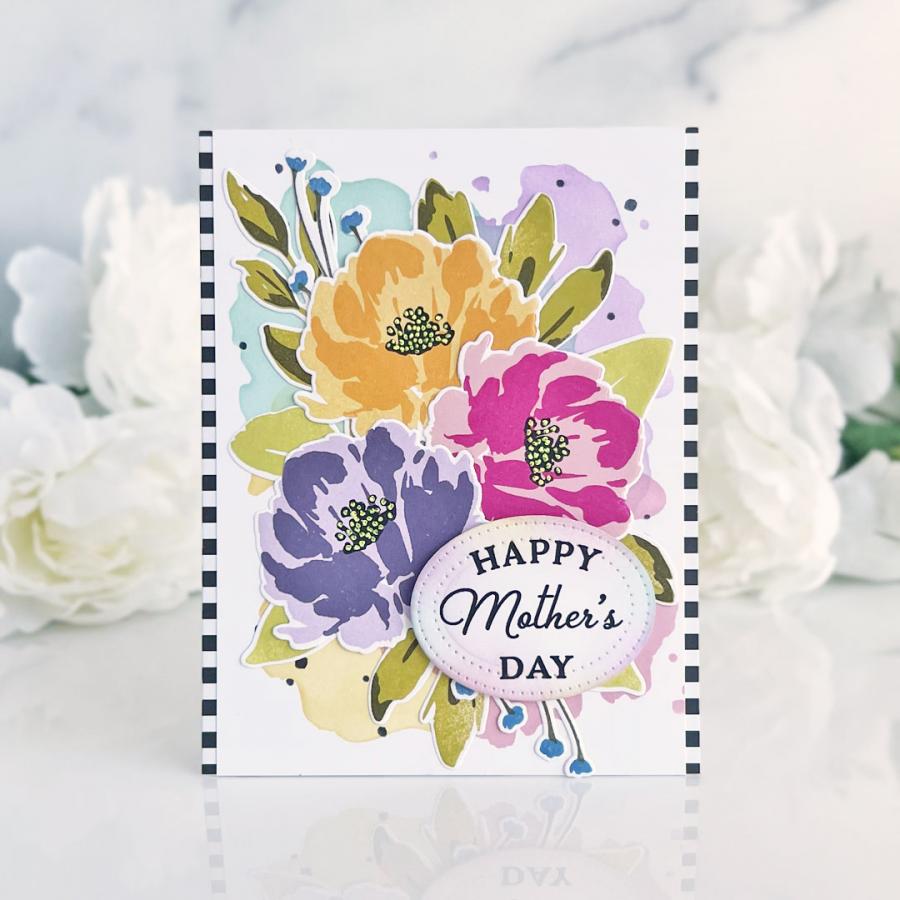 Papertrey Ink Watercolor Wonderful Stencils-0067 happy mother's day