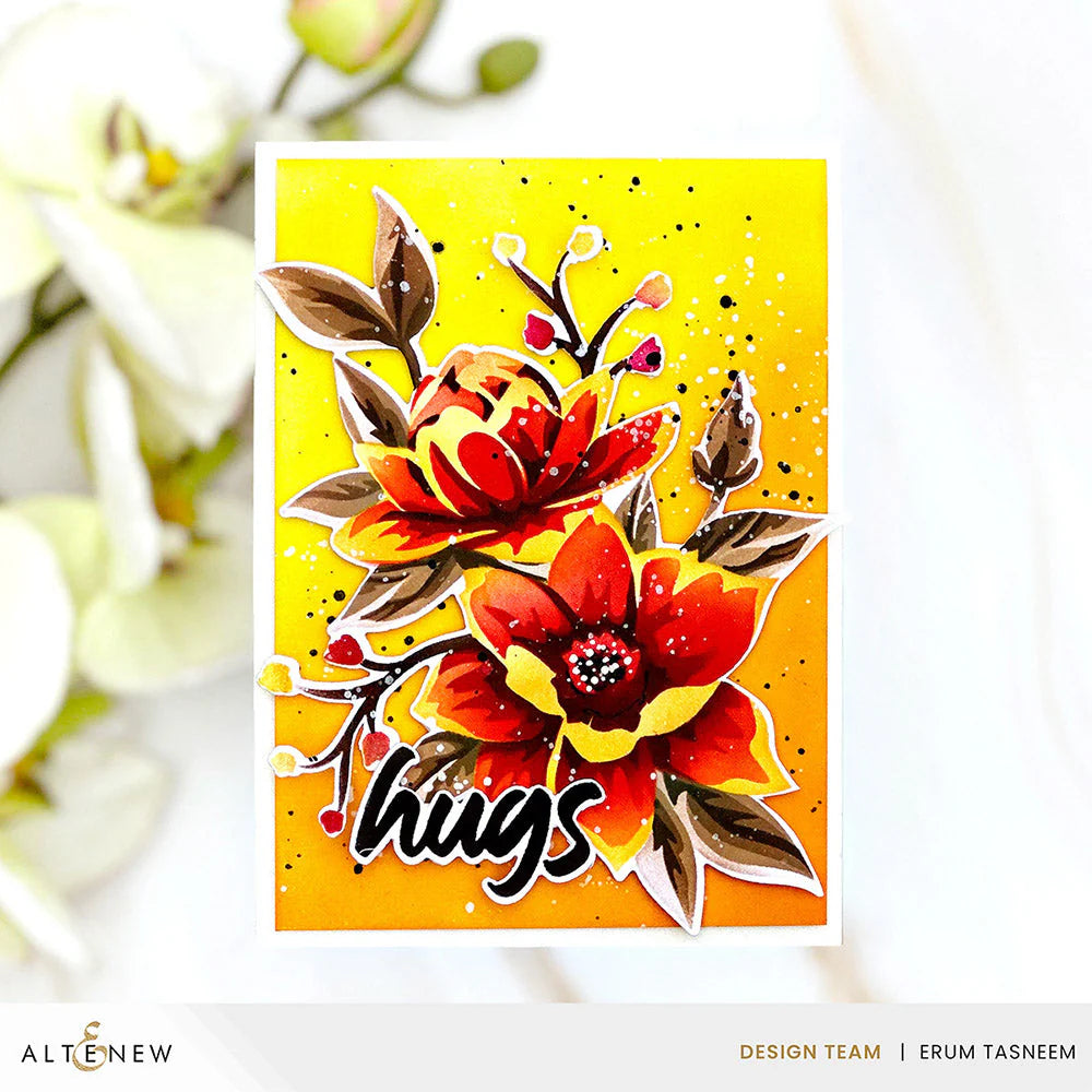 Altenew Stencil Art Charming Delight Layering Stencils alt10106 fiery flowers