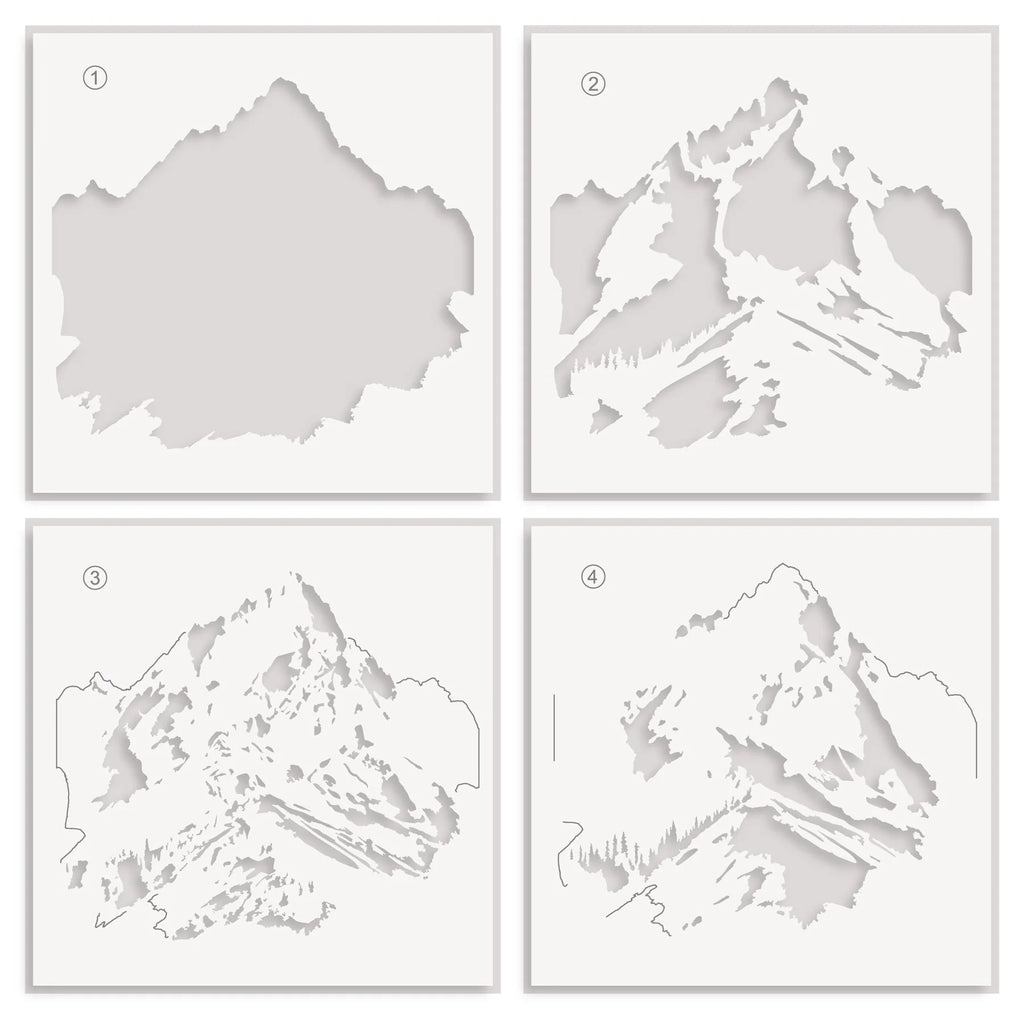 Altenew Majestic Mountains Layering Stencils alt8096 layering guide