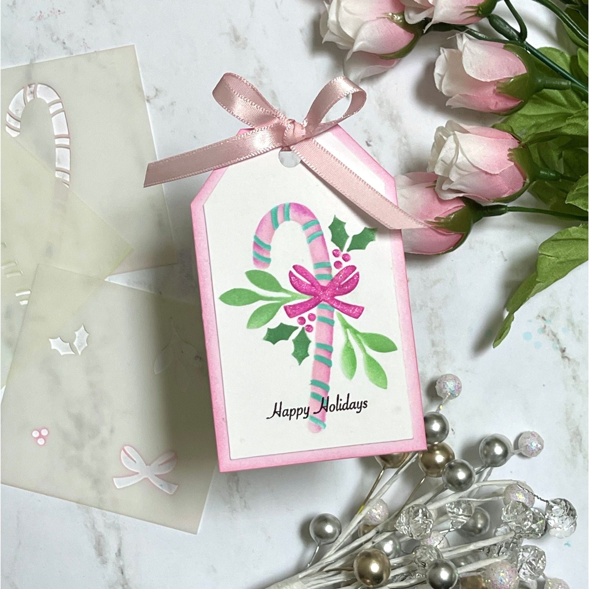 Simon Says Stamp Stencils Festive Candy Cane ssst221718 Christmas Tag | color-code:ALT04