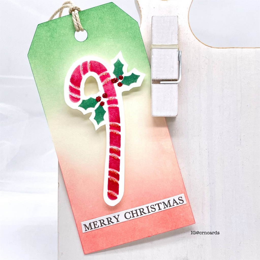 Simon Says Stamp Stencils Festive Candy Cane ssst221718 Christmas Tag