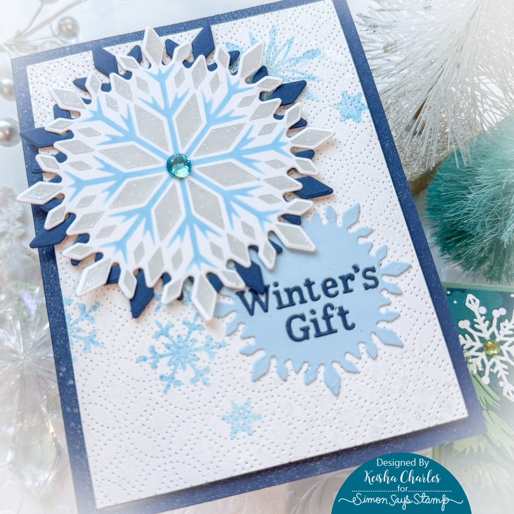 Simon Says Stamp Set of 2 Stencils Crystal Snowflake 1112stc Winter Card