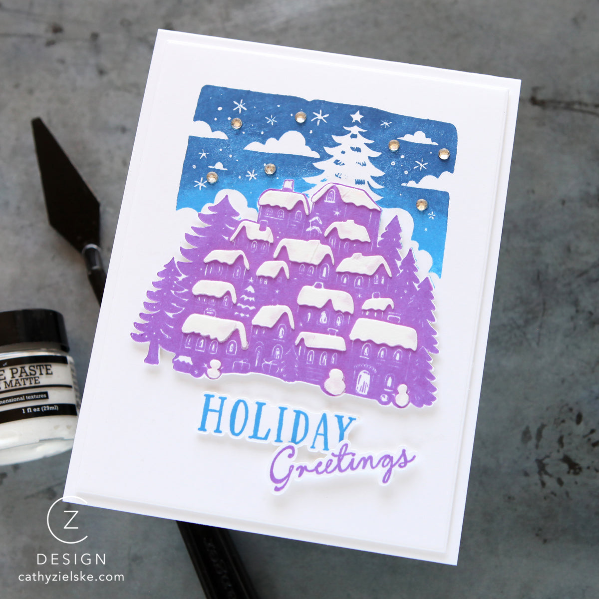 Simon Says Stamp Stencil Bright Christmas Rooftops 1116stc Christmas Card | color-code:ALT01