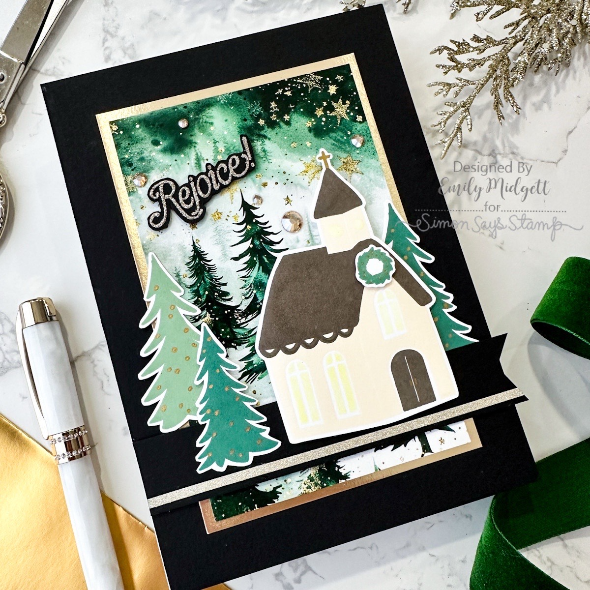 Simon Says Stamp Stencil Snowy Hills 1108st Christmas Card | color-code:ALT03