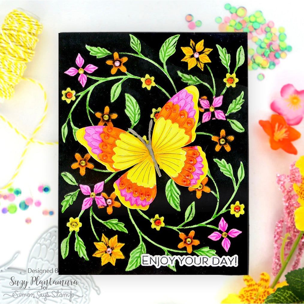 Simon Says Stamp Embossing Folder Dancing Floral sf426 To Be Loved Birthday Card | color-code:ALT07