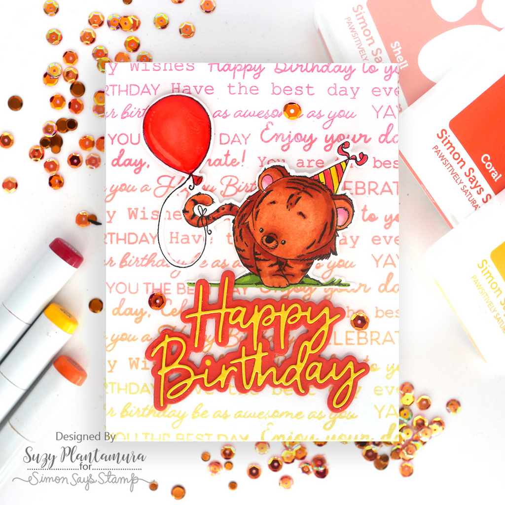 Simon Says Stamp Handwritten Happy Birthday Wafer Dies 1417sd STAMPtember Birthday Card | color-code:ALT04