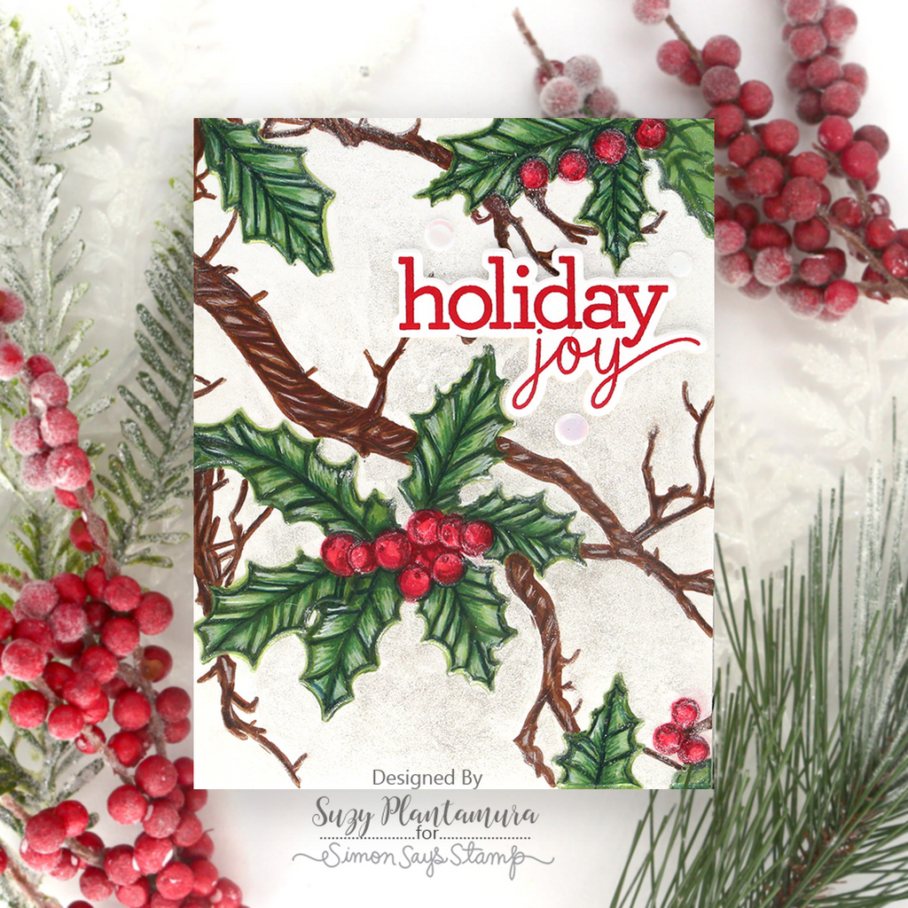 Simon Says Stamp Embossing Folder Branching Holly sf519 And Everything Nice Christmas Card | color-code:ALT03