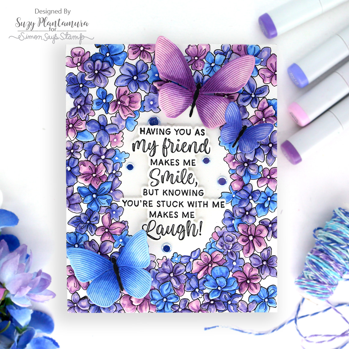Simon Says Stamp Embossing Folder Flower Frame sf579 Beautiful Moments Friend Card | color-code:ALT02