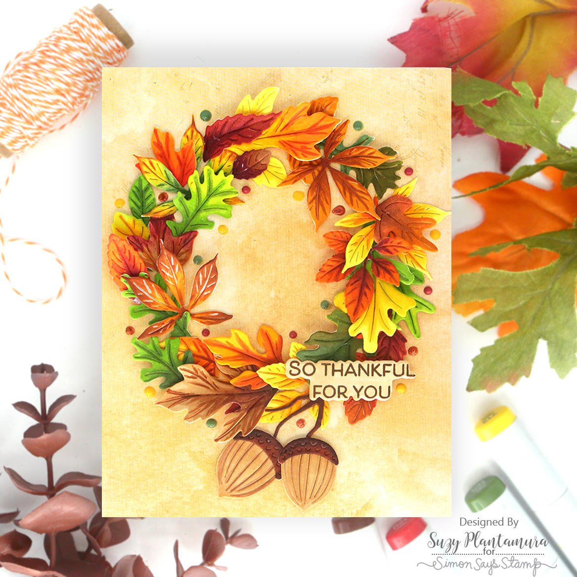Simon Says Stamp Autumn Leaves Wafer Dies s1076 STAMPtember Thankful Card | color-code:ALT06
