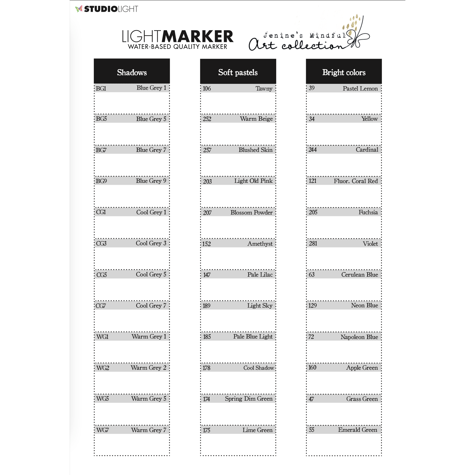 Studio Light Shadows Markers jma-es-mark13 swatch page