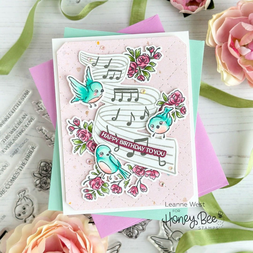 Honey Bee Sweet Songs Clear Stamps hbst-536 Birthday Song Card
