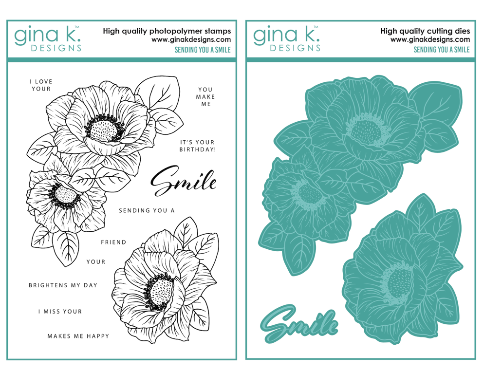 Gina K Designs Sending You a Smile Clear Stamps and Dies Set
