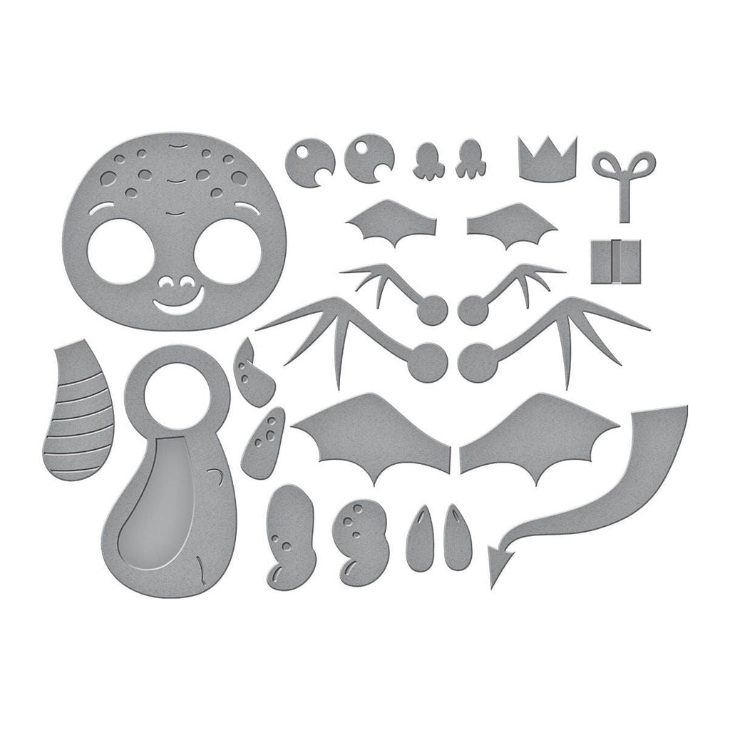 s3-497 Spellbinders Dancin' Birthday Dragon Etched Dies