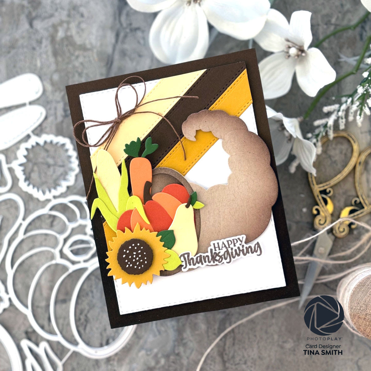 PhotoPlay Autumn Vibes Clear Stamps atv4044 Modern Thanksgiving Card