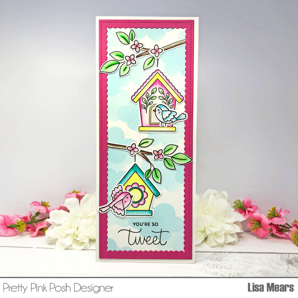 Pretty Pink Posh LAYERED CLOUDS Stencils birds