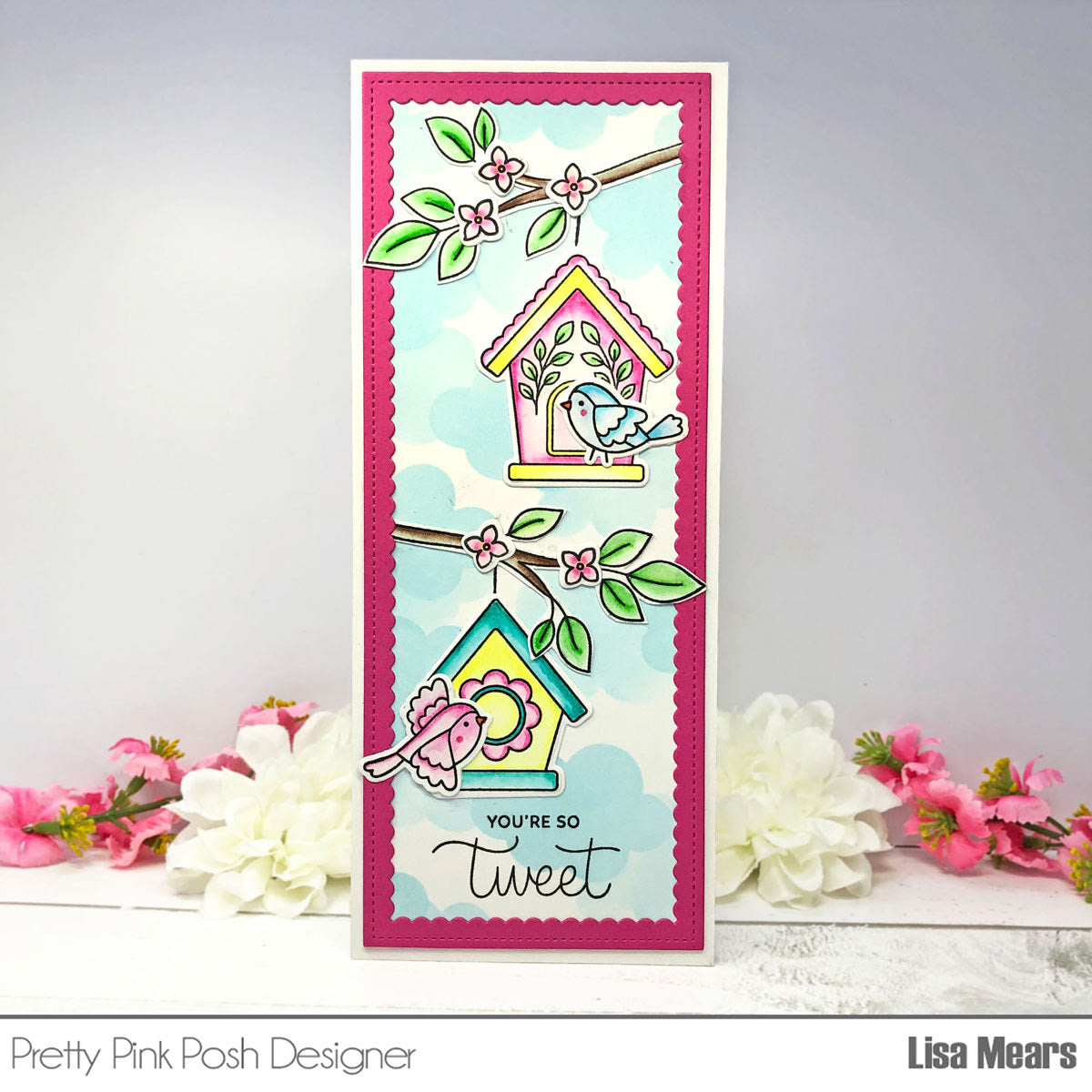 Pretty Pink Posh LAYERED CLOUDS Stencils birds