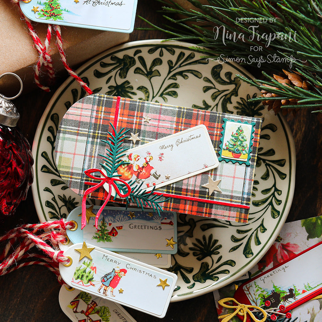 Simon Says Stamp Pine and Post Gift Card Envelope Wafer Dies 1543sd Christmas Gift Card Envelope and Tags