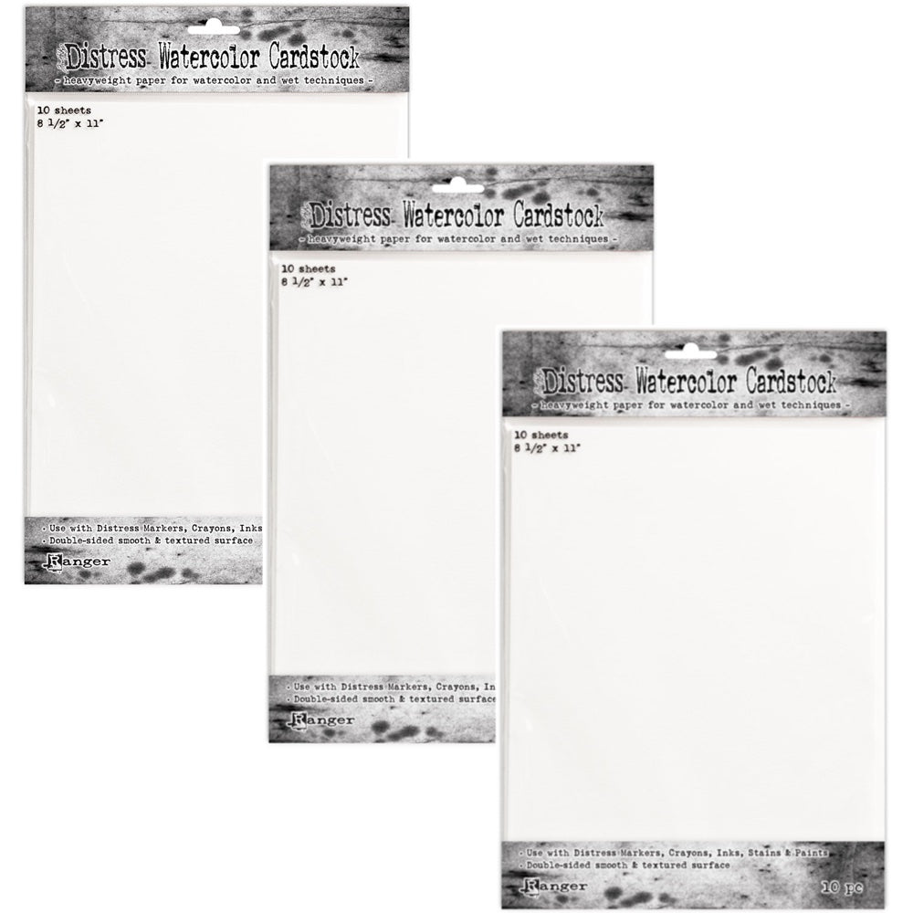 Tim Holtz 8.5 x 11 Distress Watercolor Cardstock 3 Pack Bundle
