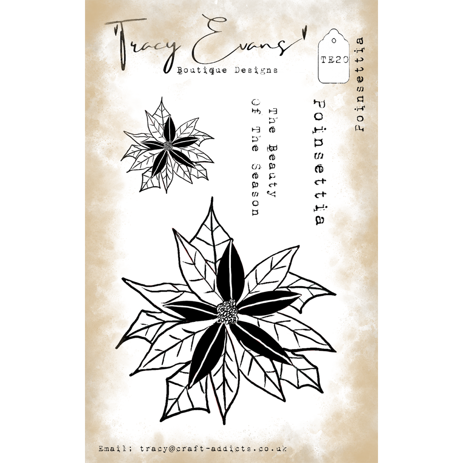 Tracy Evans Boutique Designs Poinsettia A7 Clear Stamps te20