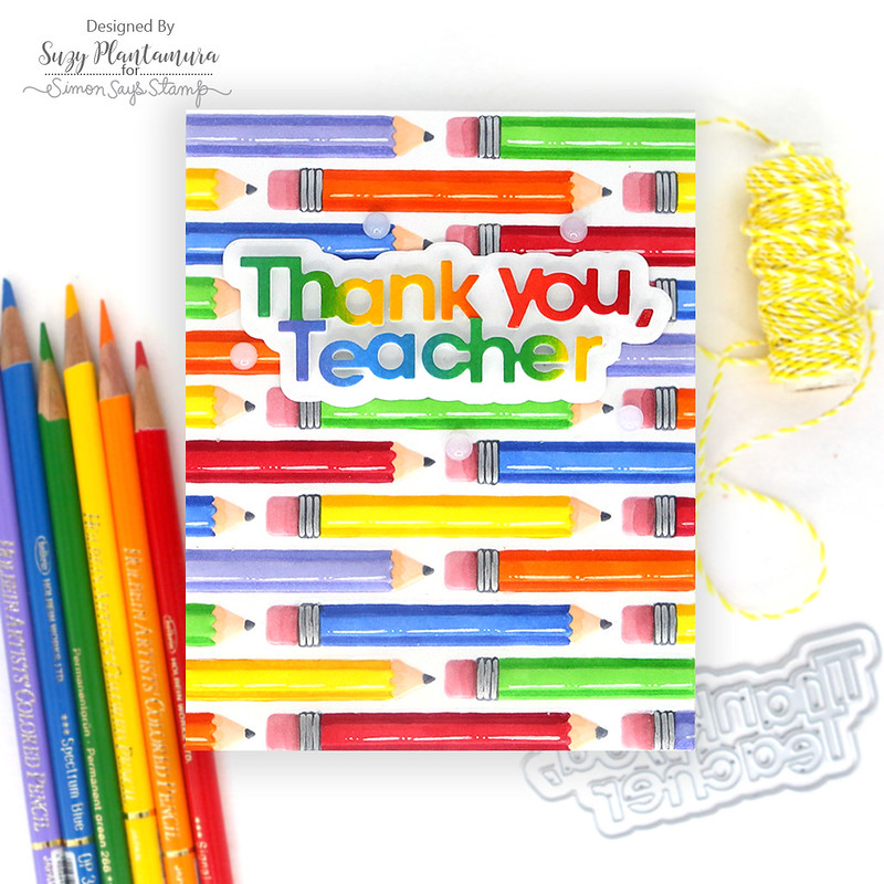 Simon Says Stamp Pencil Embossing Folder and Cutting Die Back to School sfd515 Moments in Time Thanks Card | color-code:ALT07