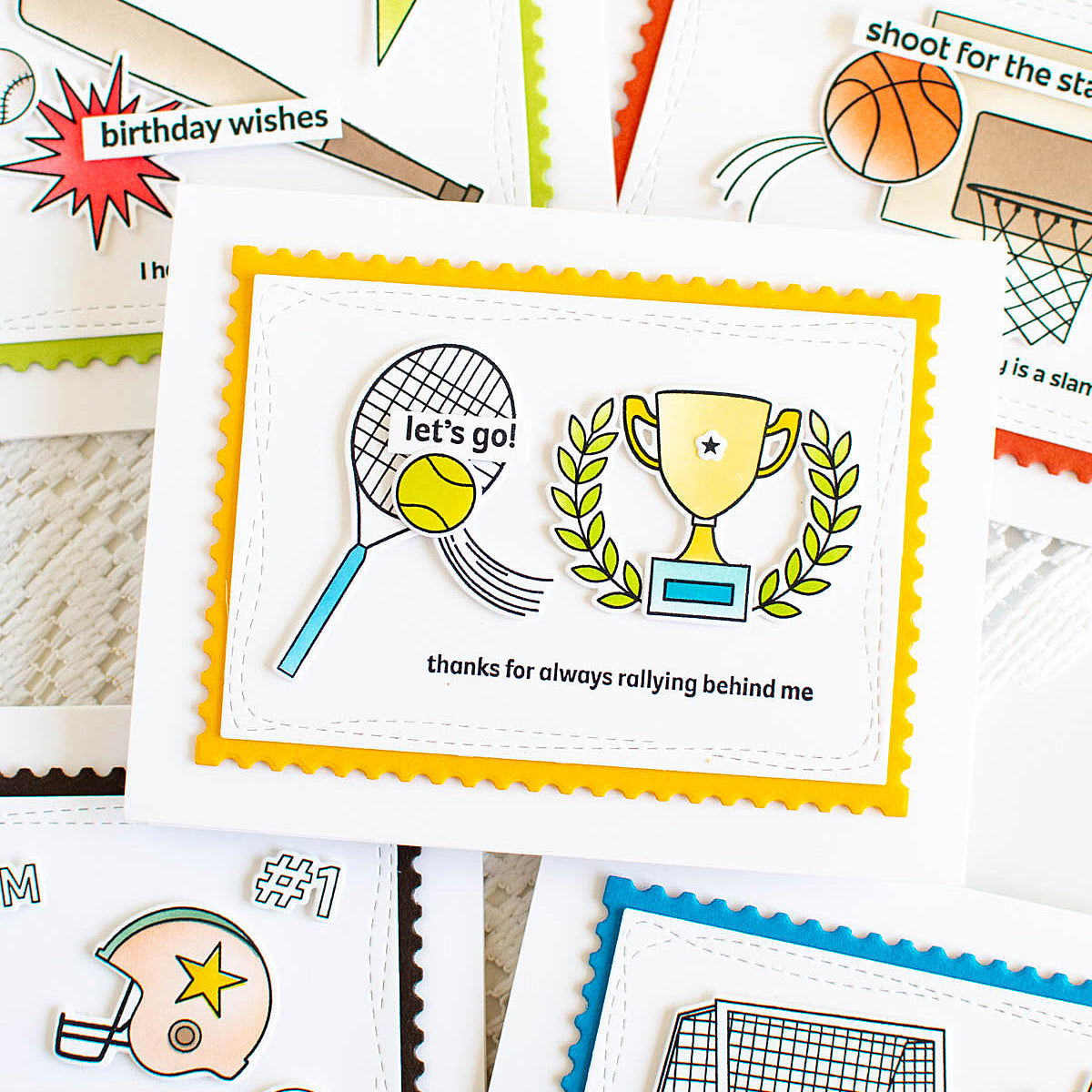 Rainbow Splash Stamps Dies and Stencil Tennis rs30set Thanks Card | color-code:ALT01
