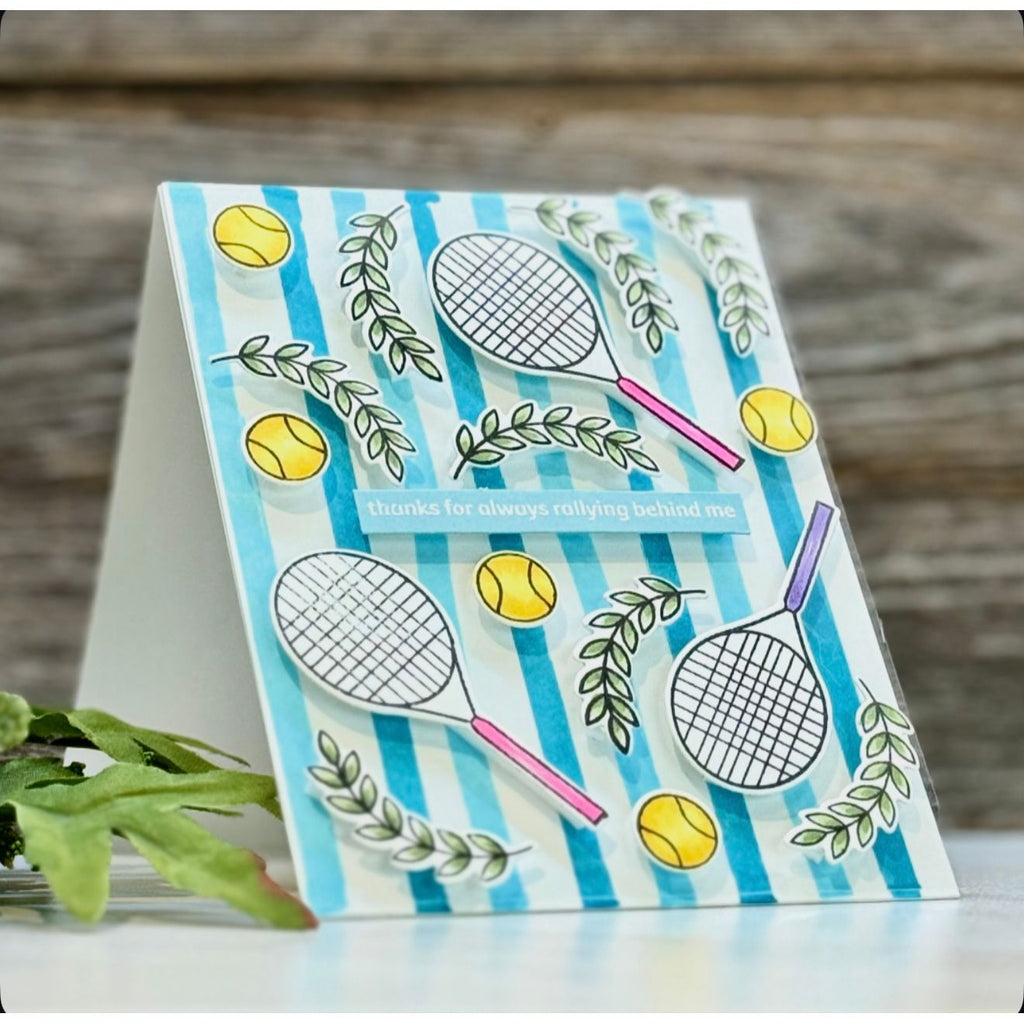 Rainbow Splash Stamps and Dies Tennis rs41set Thanks Card