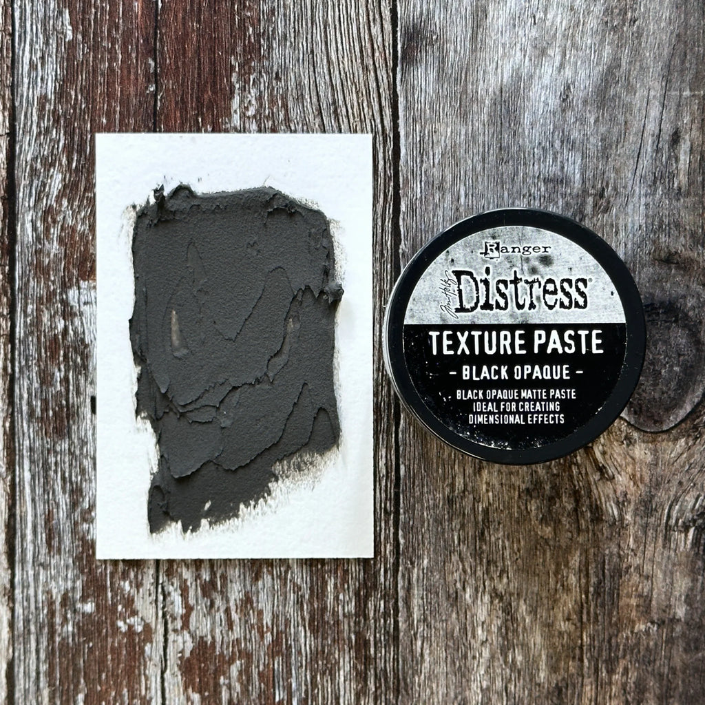 Ranger Tim Holtz Distress Texture Paste Sparkle And Black Opaque Bundle black opaque swatch