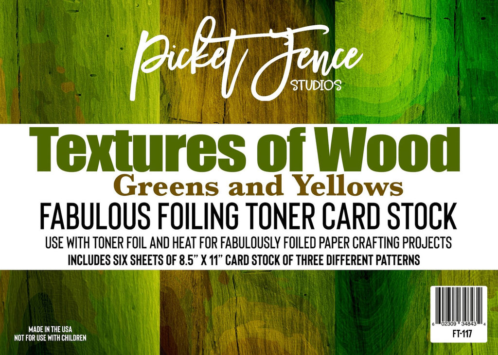 Picket Fence Studios Textures of Wood Greens and Yellows Toner Card Stock ft-117