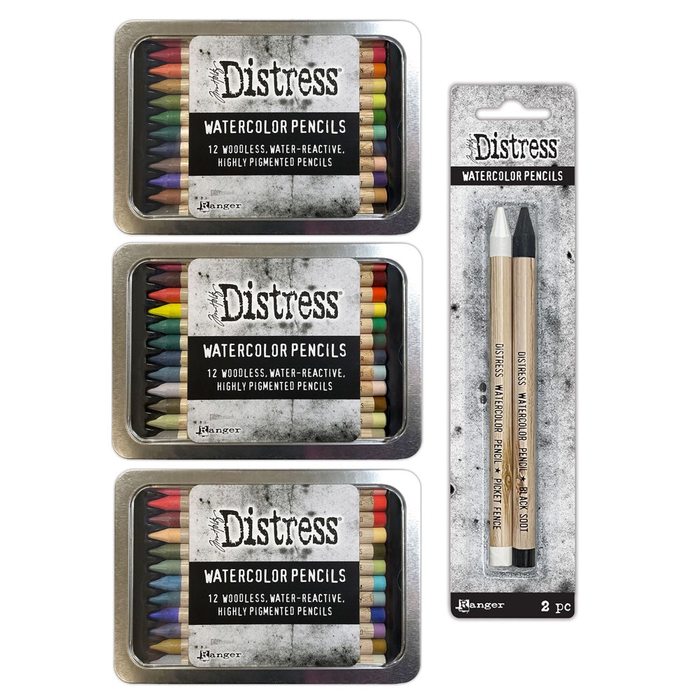 Tim Holtz Distress Watercolor Pencils Sets 4, 5, 6 And 2 Pack Bundle Ranger