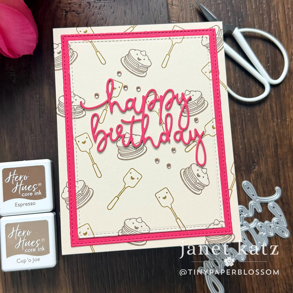 CZ Design Stamps and Dies The Divorce Upside set1270du Shine On Birthday Pancakes Card Janet Katz