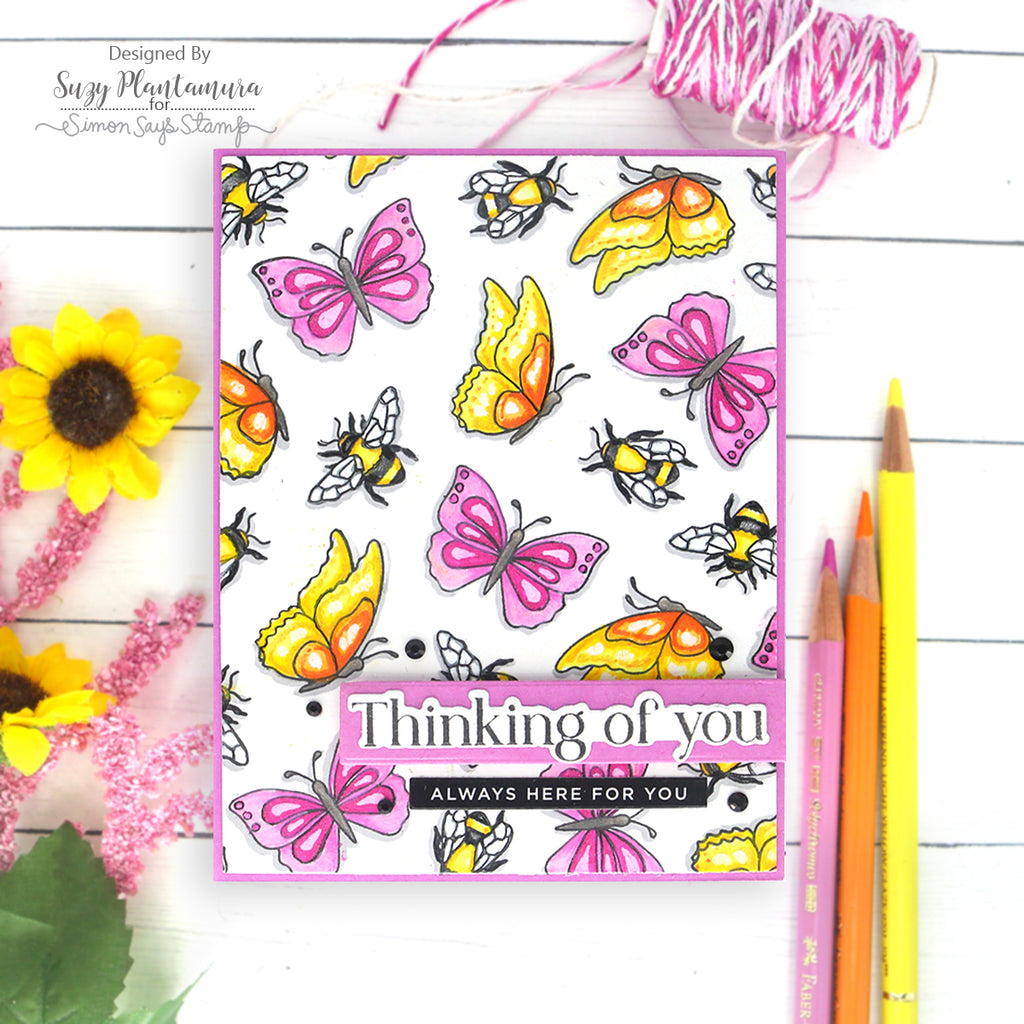 Heffy Doodle WILDBERRY Coloured Cardstock hfd0325 Thinking Of You Butterfly Card | color-code:ALT01