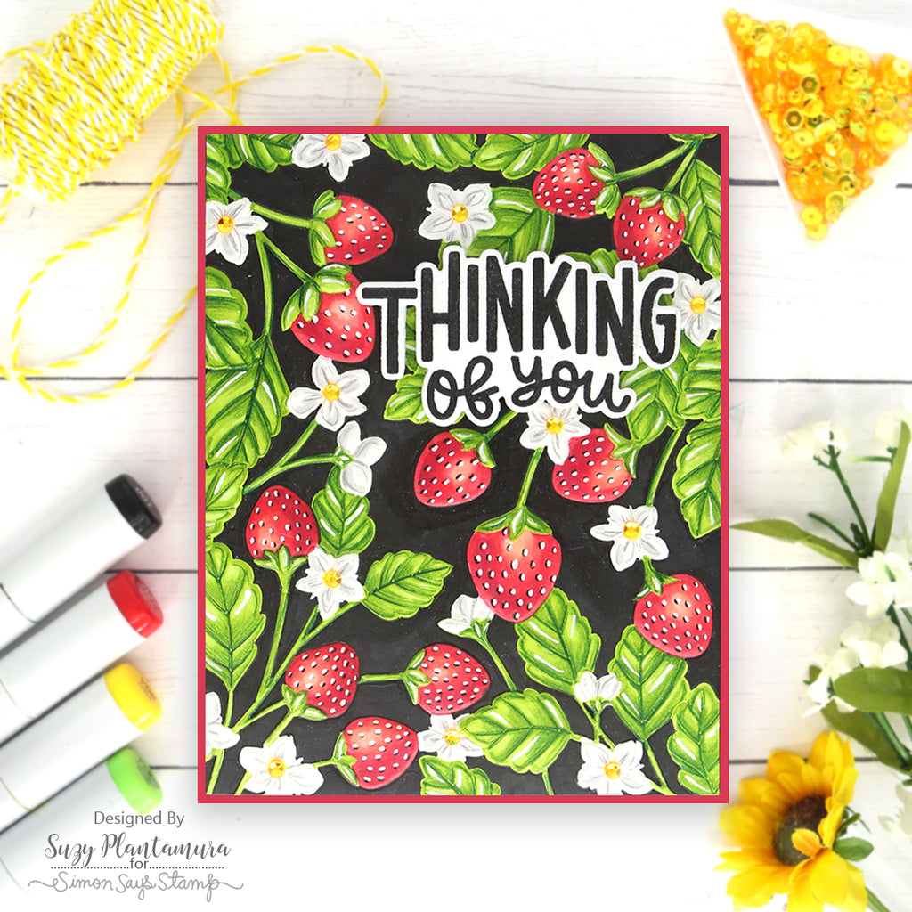 Simon Says Stamp Embossing Folder And Dies Strawberry Fields sfd321 Out Of This World Thinking of You Card | color-code:ALT02