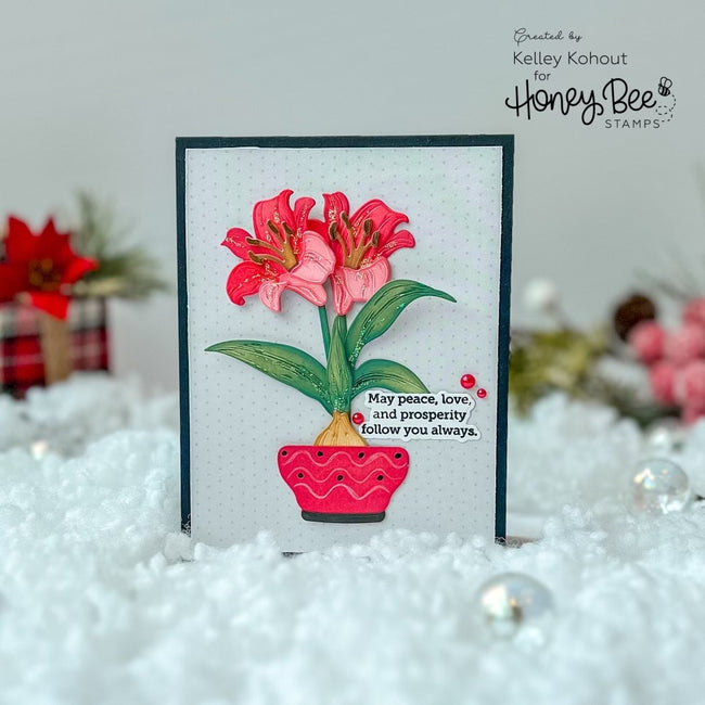 Honey Bee Lovely Layers Amaryllis Dies hbds-llamys Peace And Prosperity Card