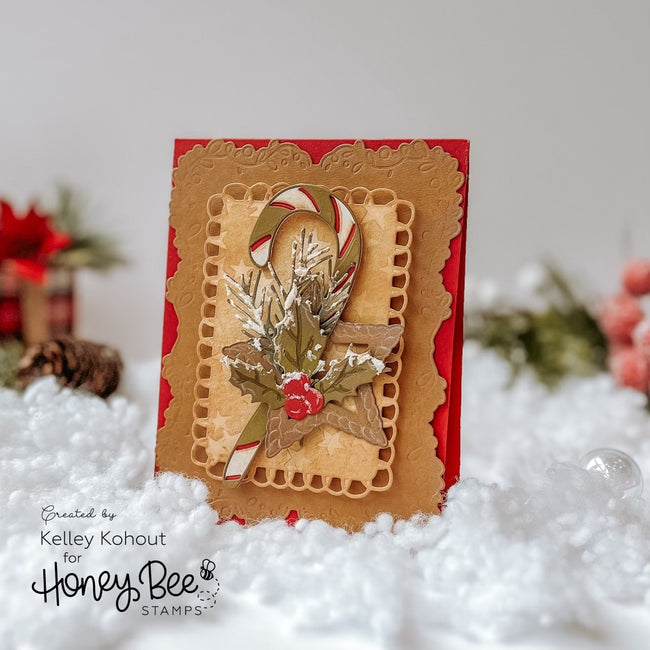 Honey Bee Lovely Layers Candy Cane Dies hbds-llcand Layered Christmas Card