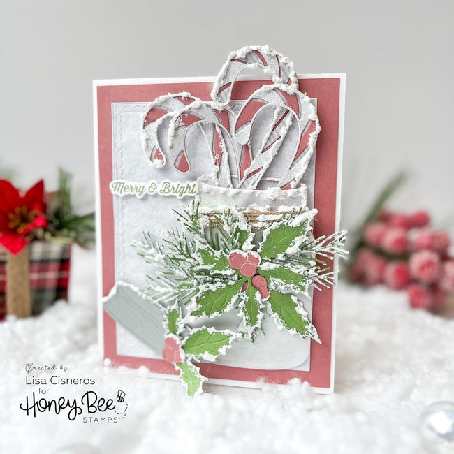 Honey Bee Lovely Layers Candy Cane Dies hbds-llcand Merry And Bright Card | color-code:ALT02
