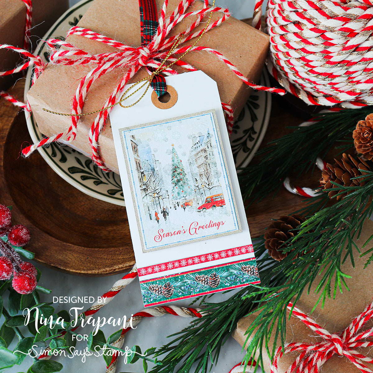 Simon Says Stamp Collaging Tiles Wafer Dies 1525sd Christmas Tag