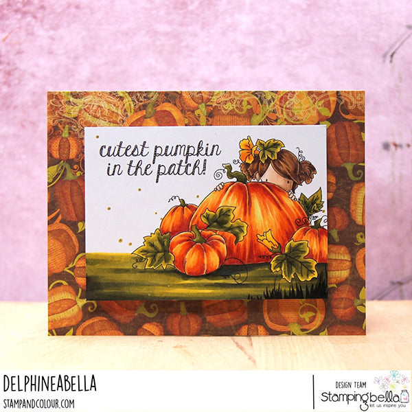 Stamping Bella Tiny Townie Piper at the Pumpkin Patch Cling Stamp eb1252 cutest pumpkin