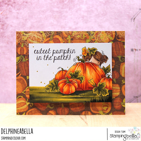 Stamping Bella Tiny Townie Piper at the Pumpkin Patch Cling Stamp eb1252 cutest pumpkin