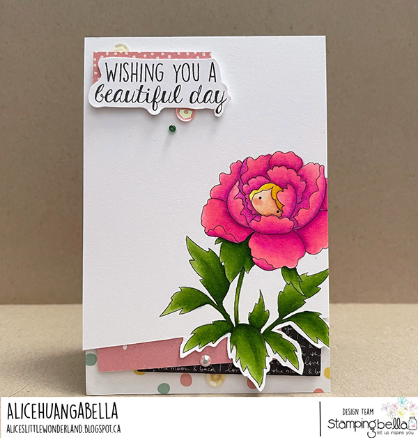 Stamping Bella Tiny Townie Wonderland Peony Cling Stamp eb1306 wishing you a beautiful day