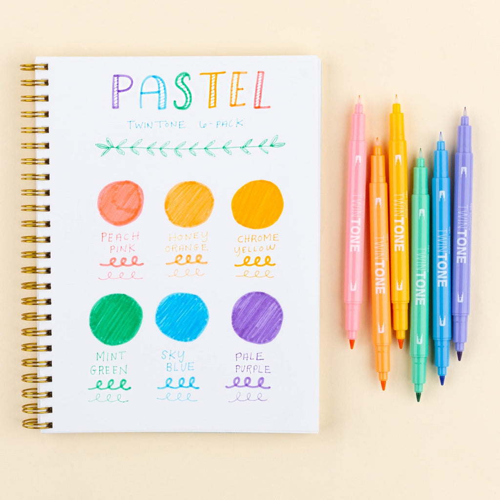 Tombow TwinTone Pastel 6-Pack Marker Set 61528 color swatch