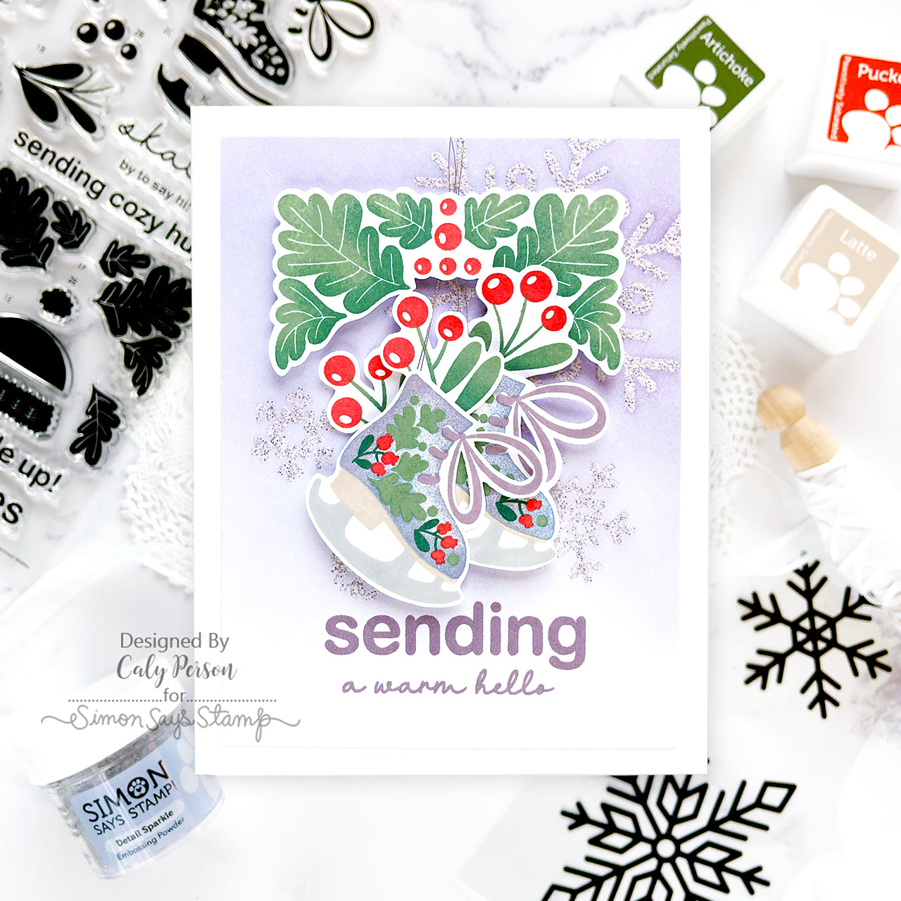 Simon Says Stamp Snowflakes Adhesive Transfers st0121 Winter Card