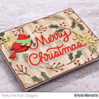 Pretty Pink Posh Layered Winter Wreath Stencils cardinal
