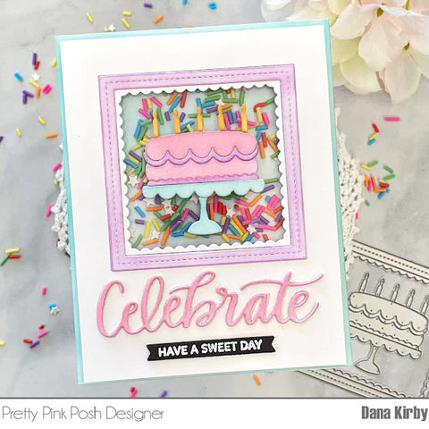 Pretty Pink Posh Celebrate Script Die