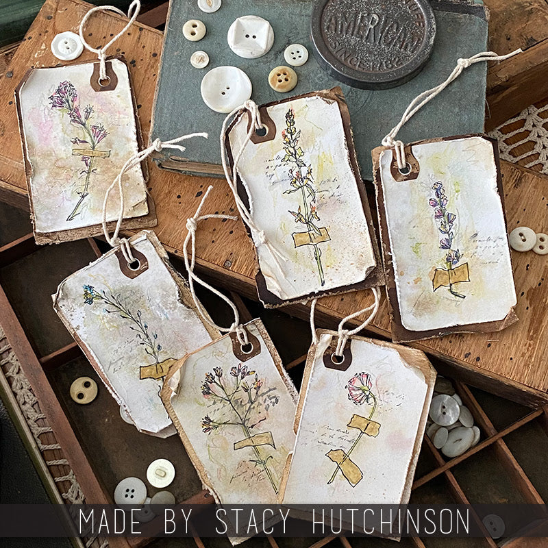 Tim Holtz Cling Rubber Stamps Forgotten Garden cms481 cute tags