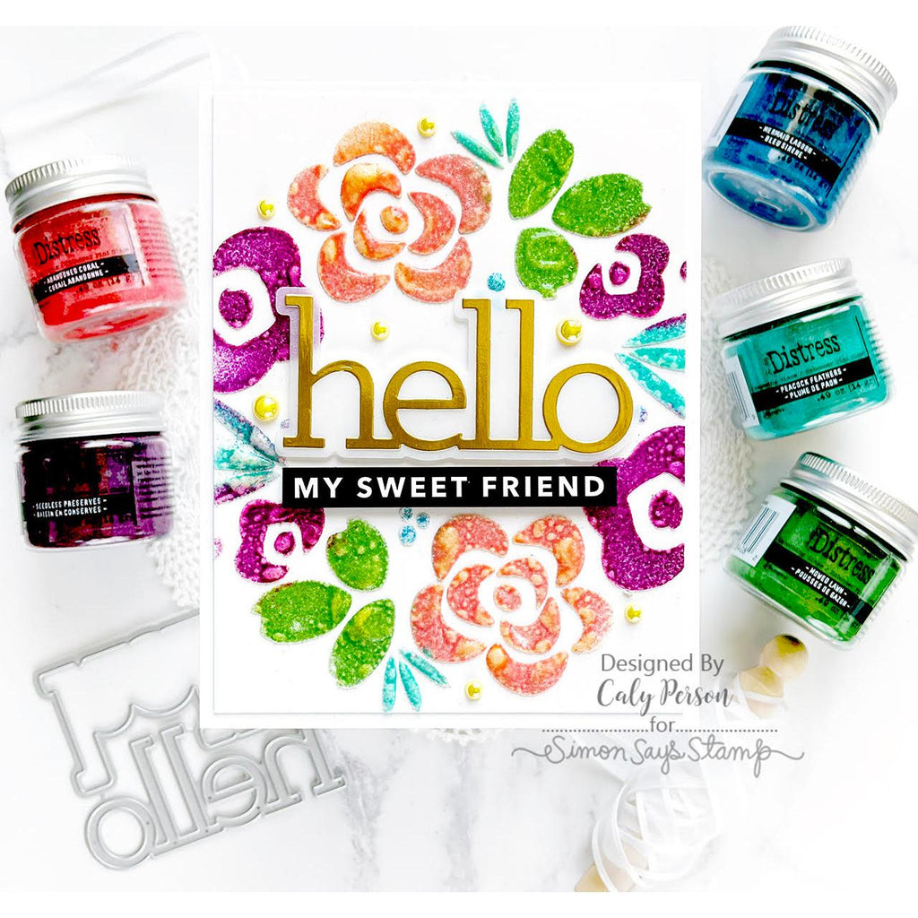 Tim Holtz Distress Embossing Glaze Mermaid Lagoon Ranger tde84075 Hello My Sweet Friend Card | color-code:ALT01