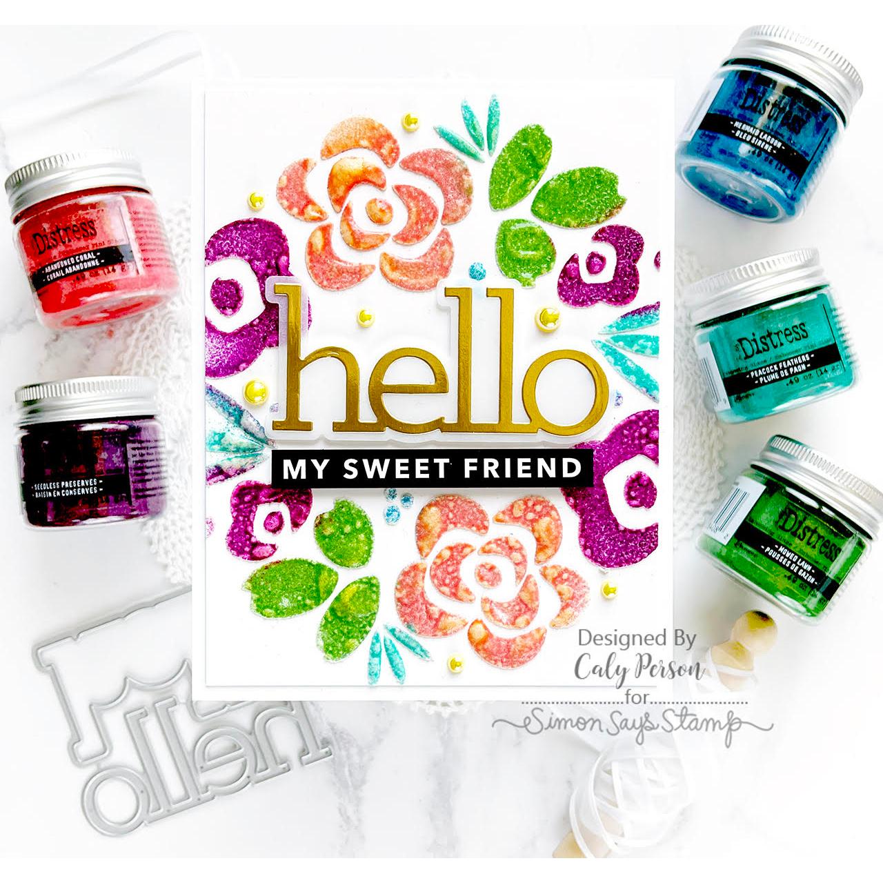 Tim Holtz Distress Embossing Glaze Mermaid Lagoon Ranger tde84075 Hello My Sweet Friend Card | color-code:ALT01