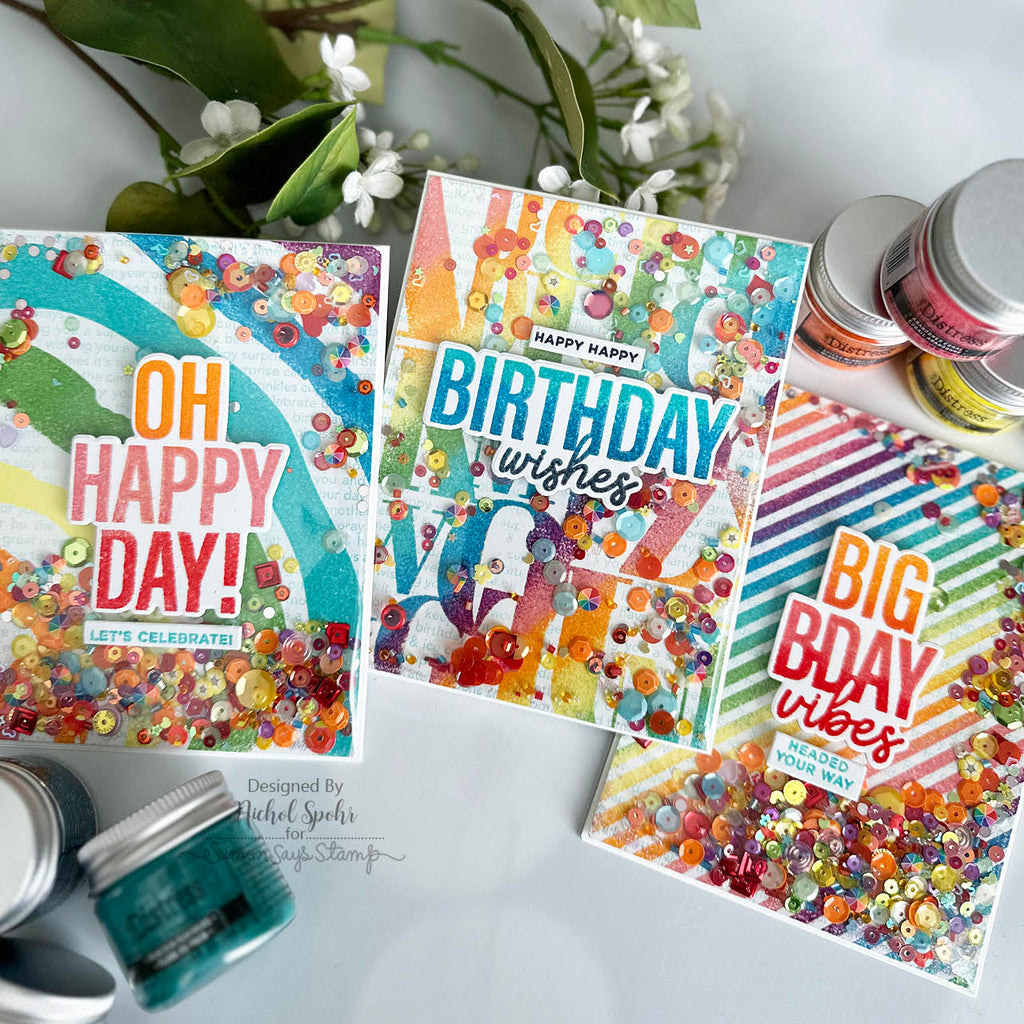 Tim Holtz Distress Embossing Glaze Peacock Feathers Ranger tde84099 Bright Happy Birthday Cards