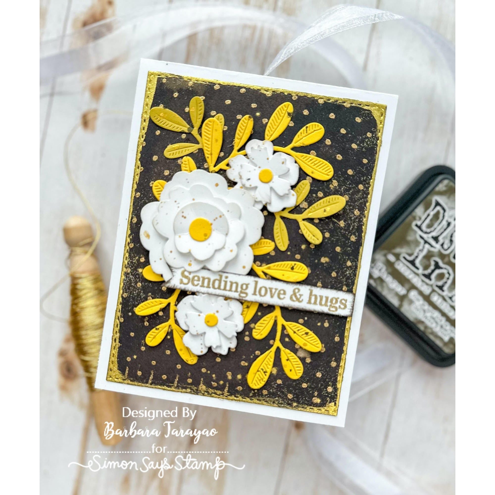 Tim Holtz Distress Oxide Ink Pad Scorched Timber January 2024 Ranger tdo83467 Sending Love And Hugs Card