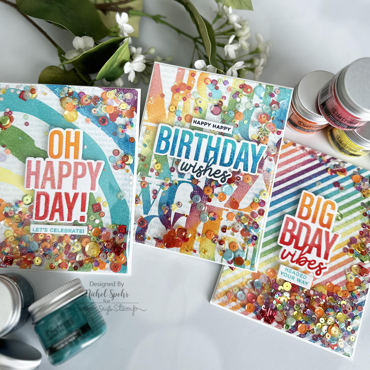 Tim Holtz Distress Embossing Glaze Seedless Preserves Ranger tde79200 Bright Happy Birthday Cards